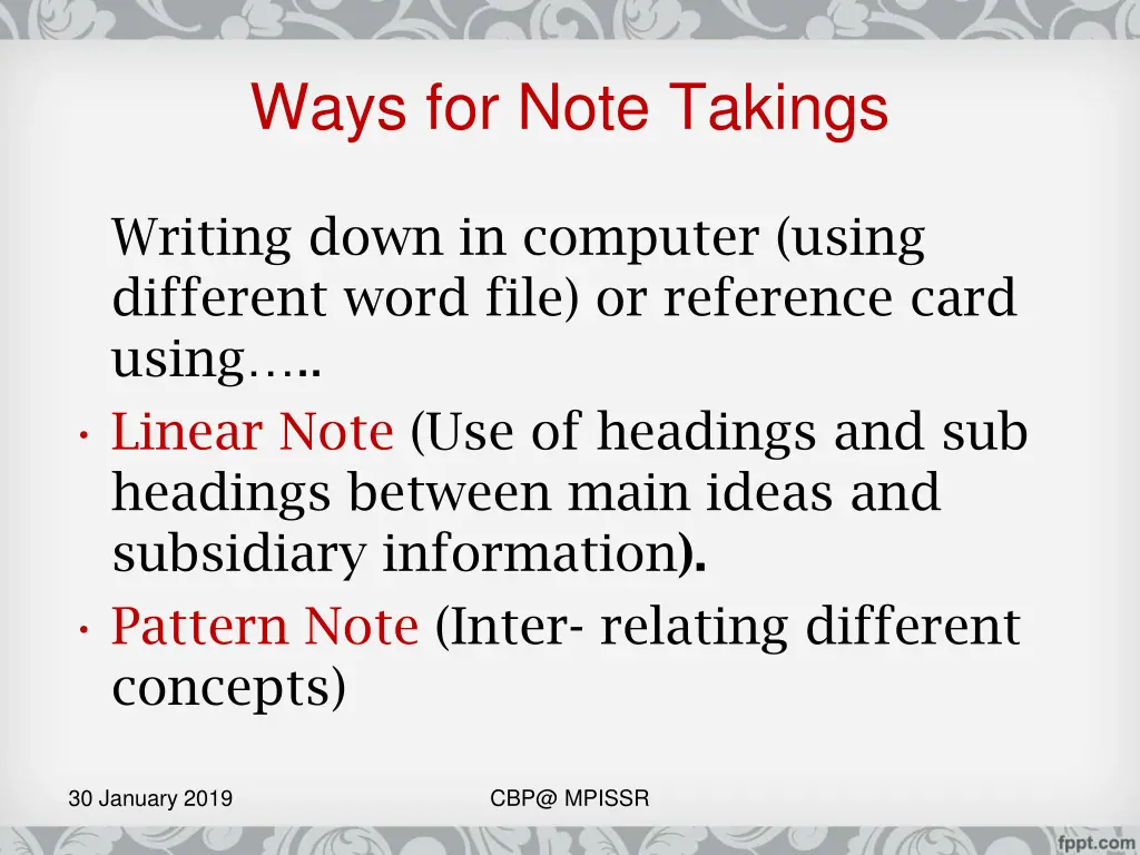 ways for note takings