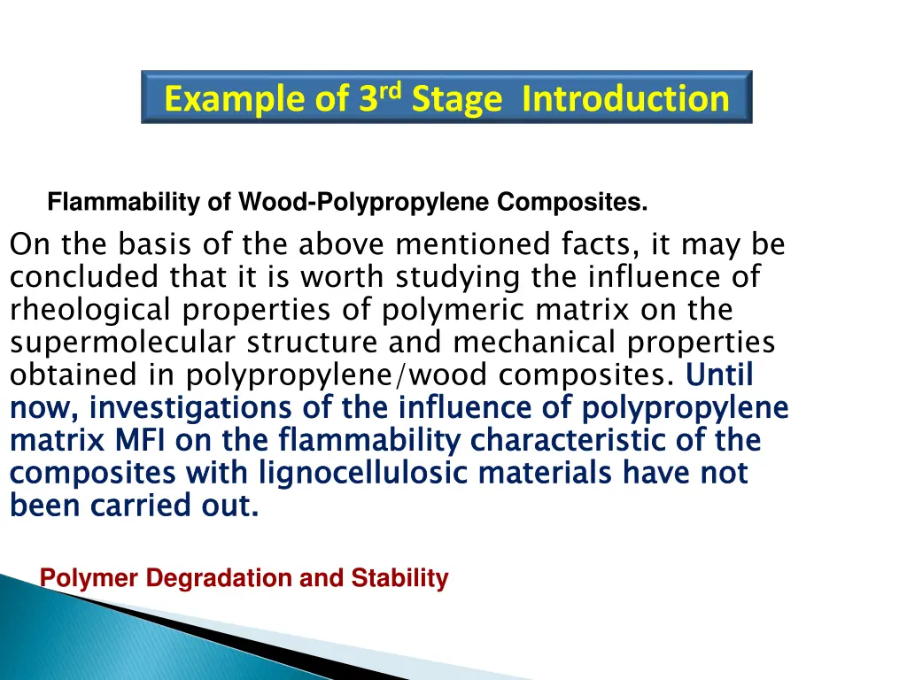 example of 3 rd stage introduction