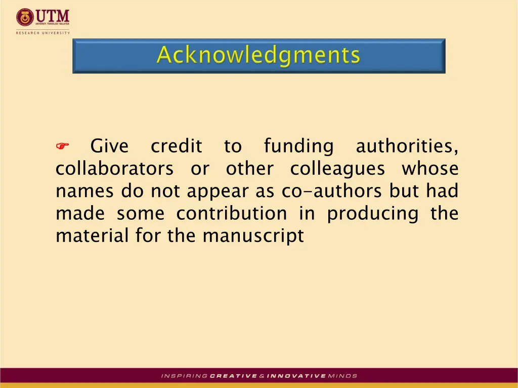give credit to funding authorities
