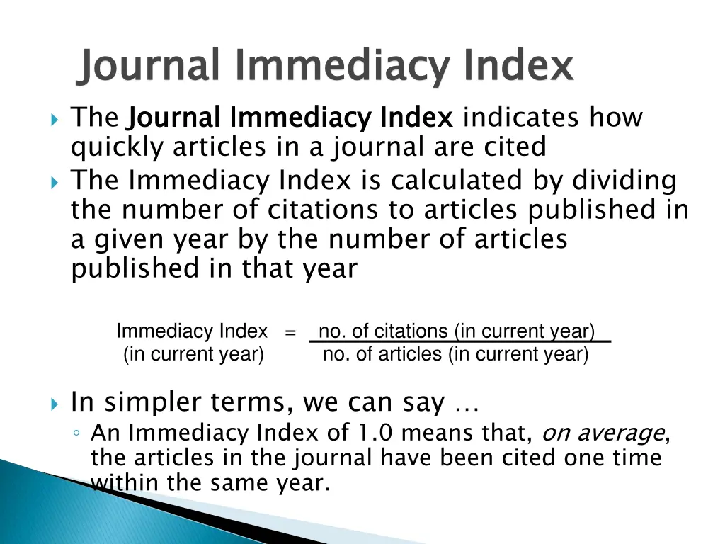 journal immediacy index the journal immediacy