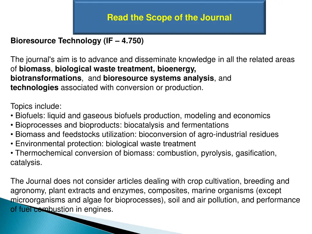 read the scope of the journal