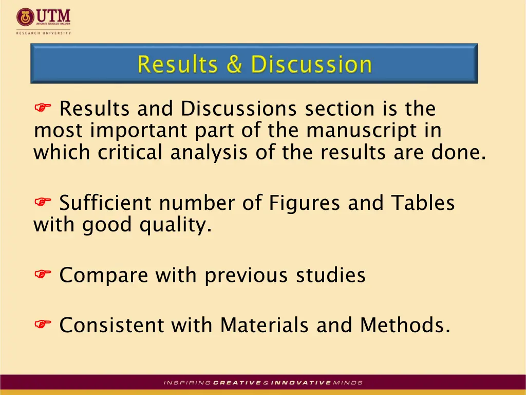 results and discussions section is the most
