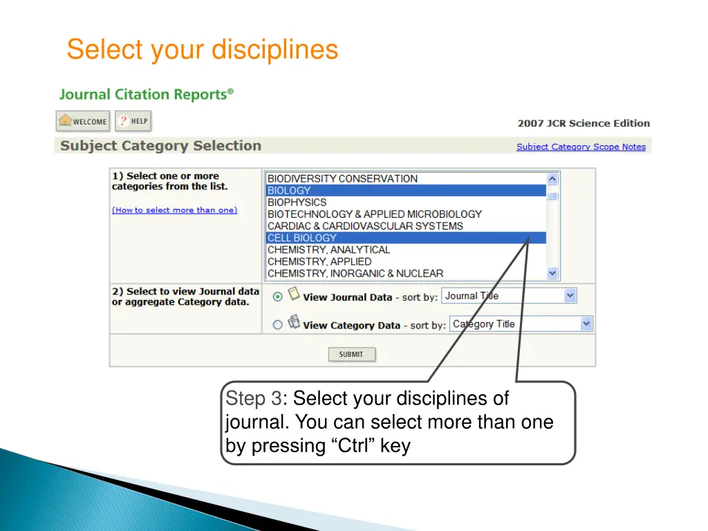 select your disciplines