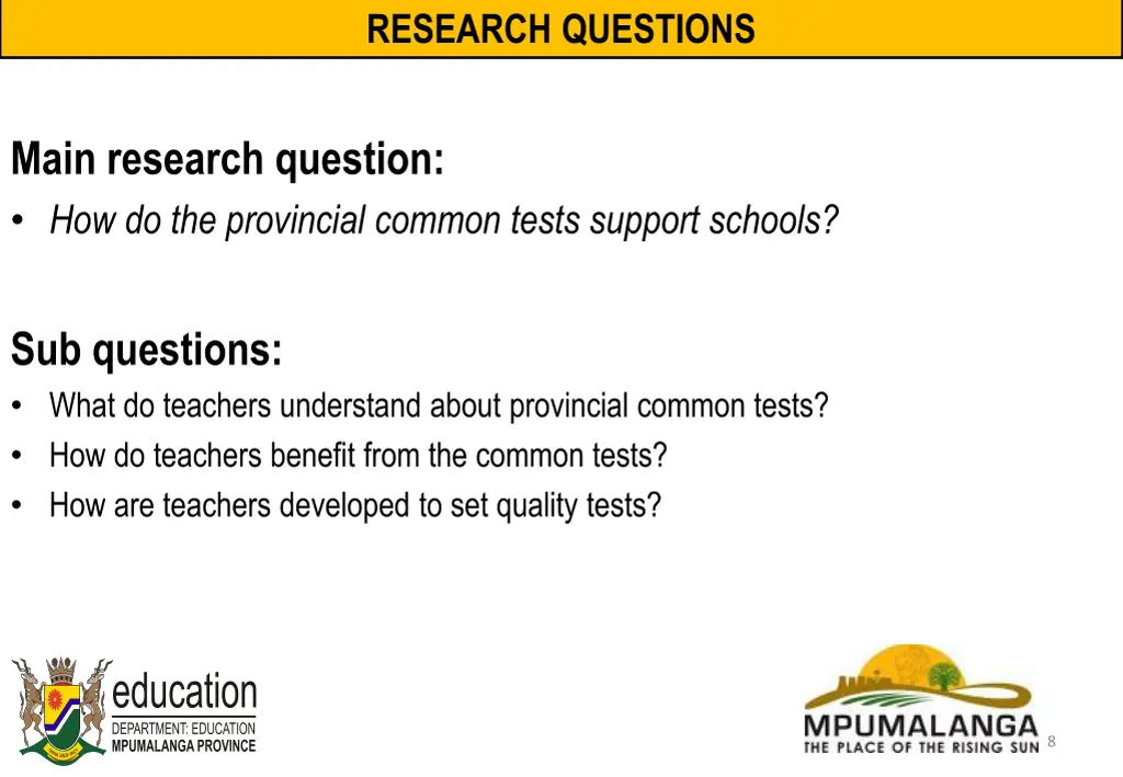 research questions