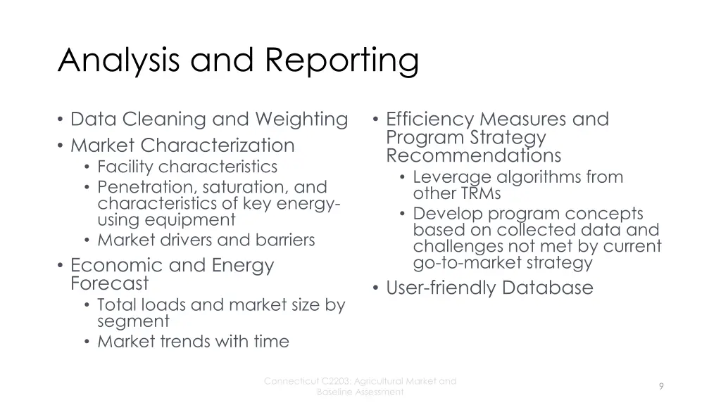 analysis and reporting