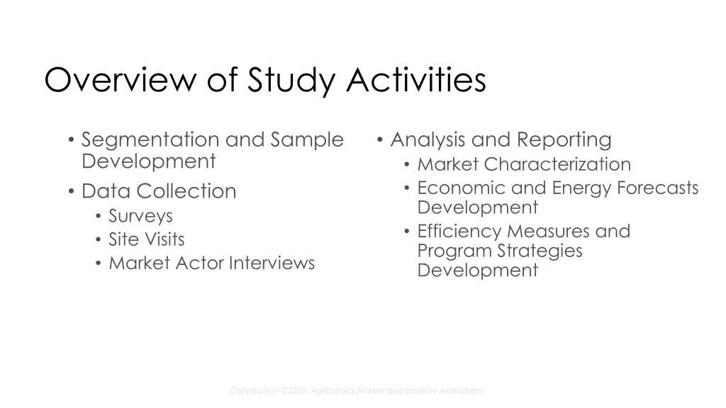 overview of study activities