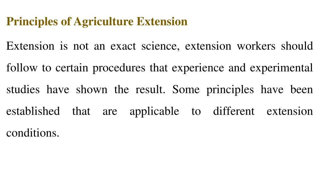 principles of agriculture extension