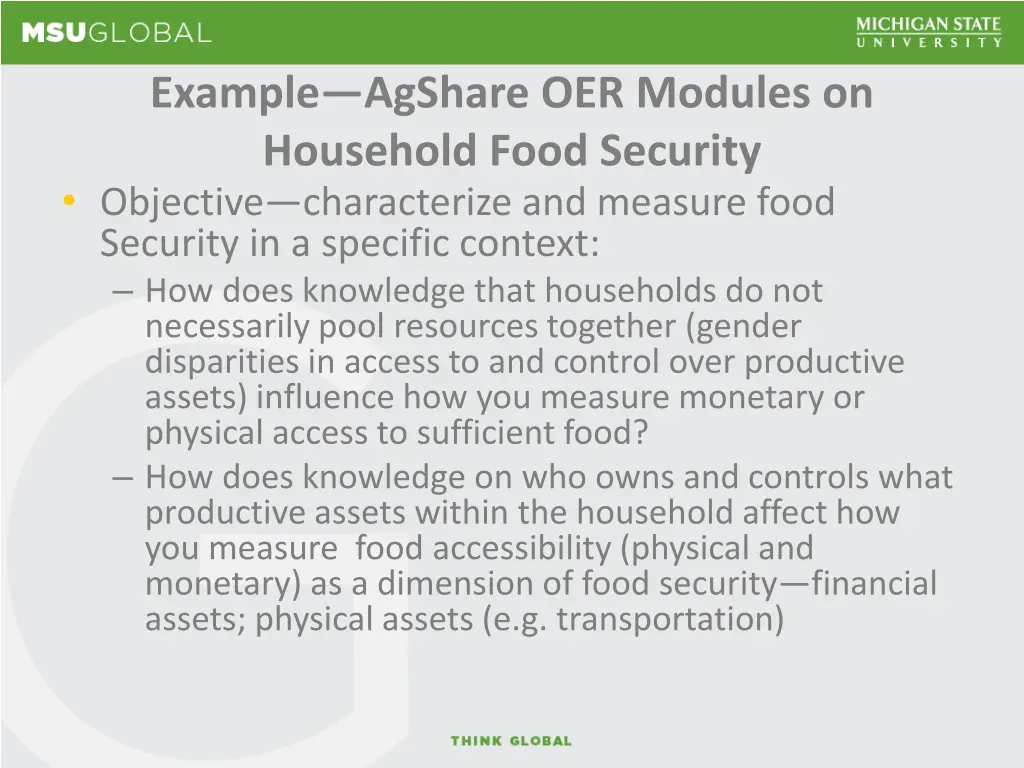 example agshare oer modules on household food
