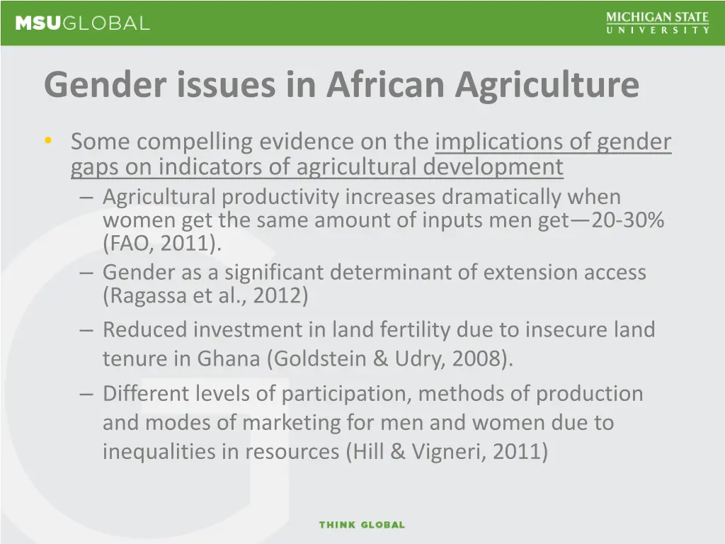 gender issues in african agriculture 1