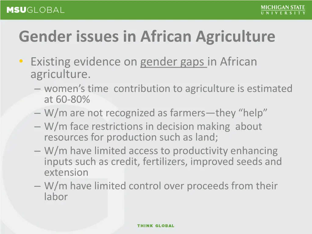 gender issues in african agriculture