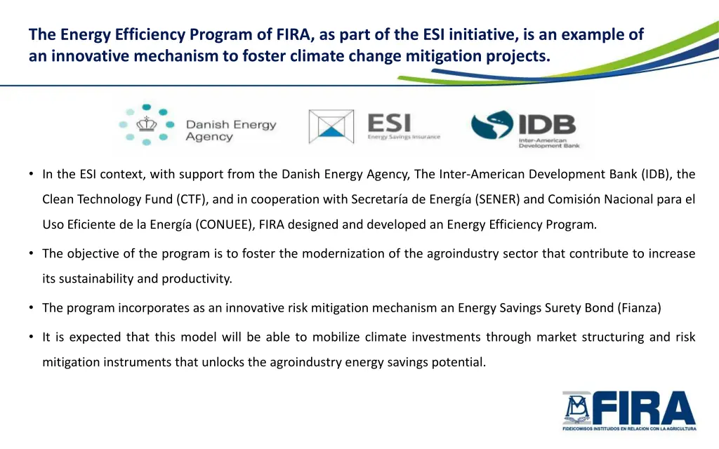 the energy efficiency program of fira as part