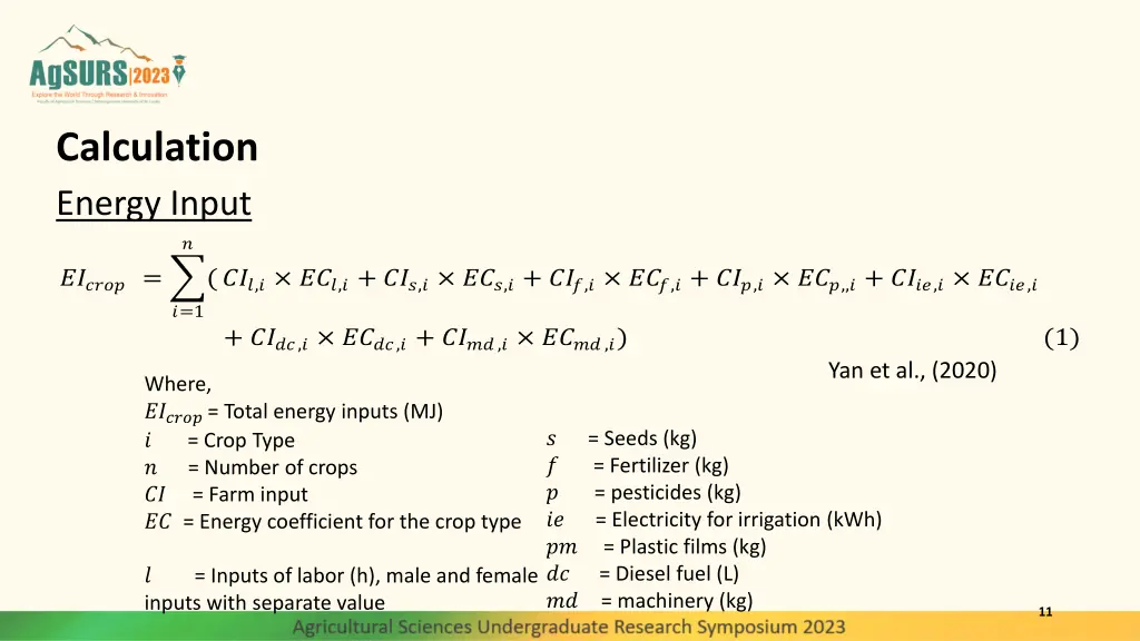 calculation energy input