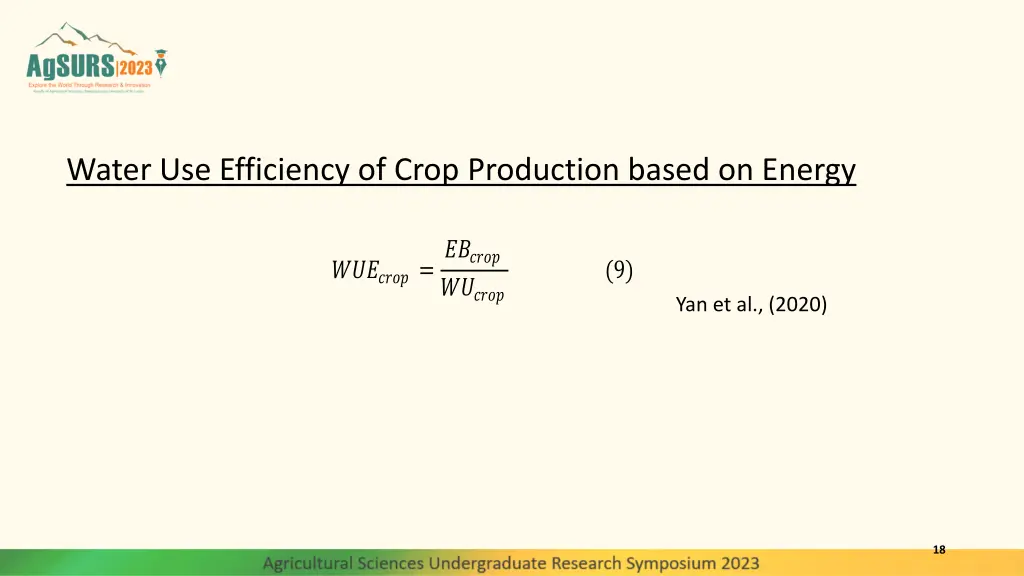 water use efficiency of crop production based