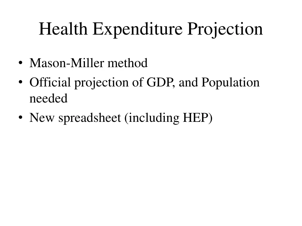 health expenditure projection