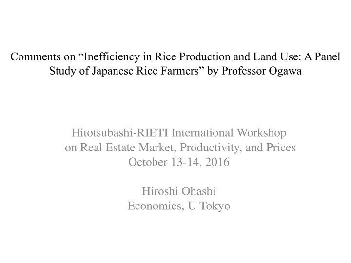 comments on inefficiency in rice production