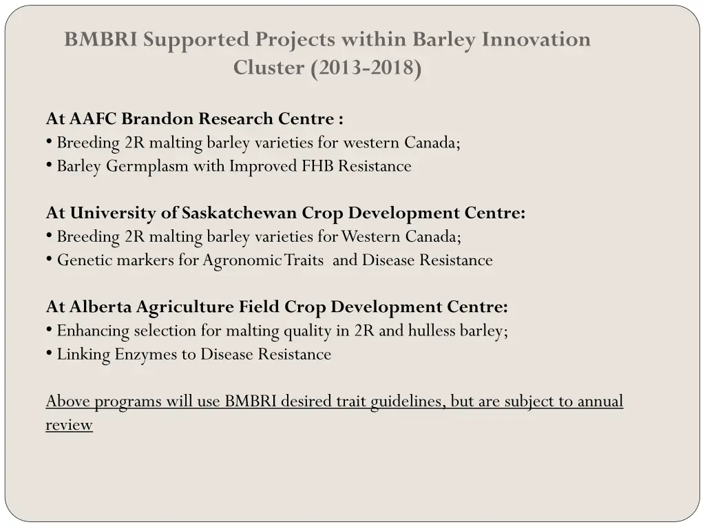 bmbri supported projects within barley innovation