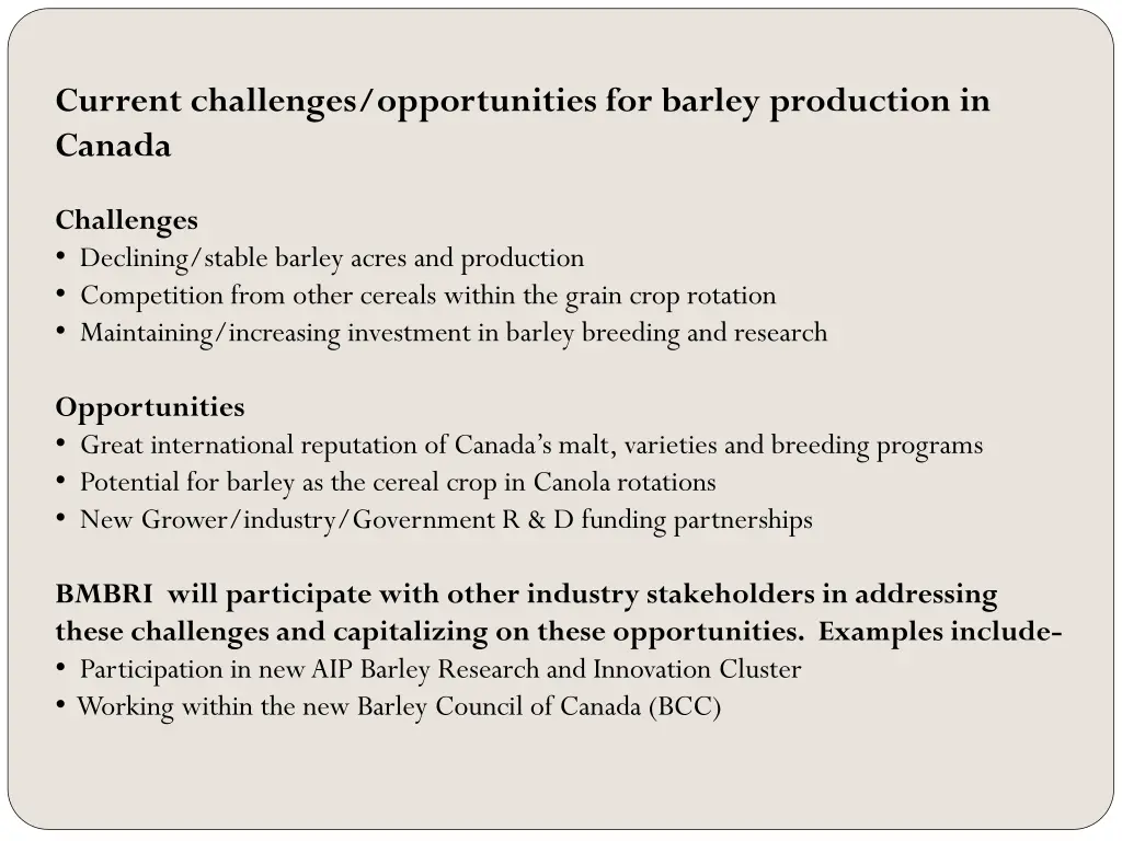 current challenges opportunities for barley