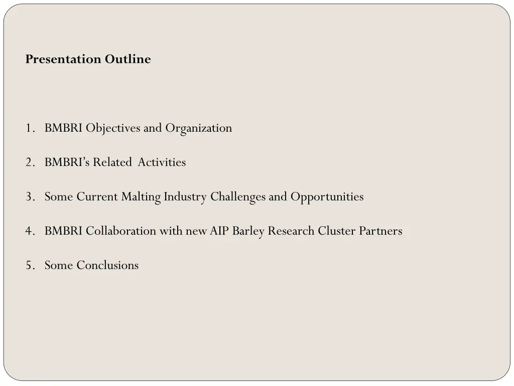 presentation outline