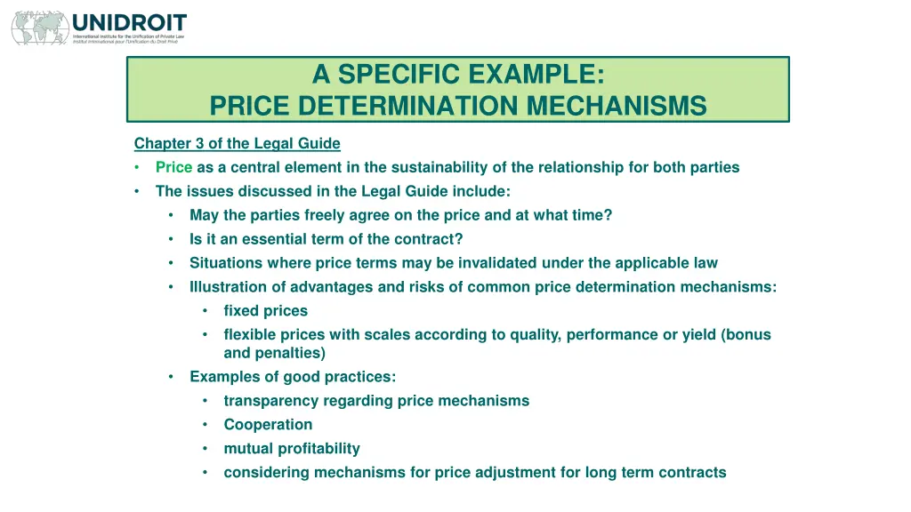 a specific example price determination mechanisms