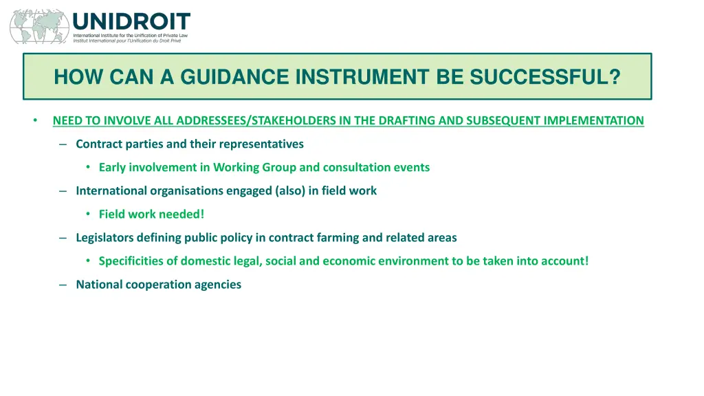 how can a guidance instrument be successful