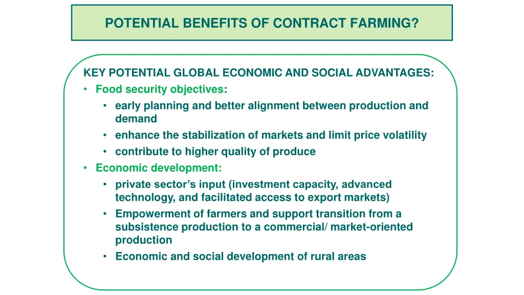 potential benefits of contract farming 1