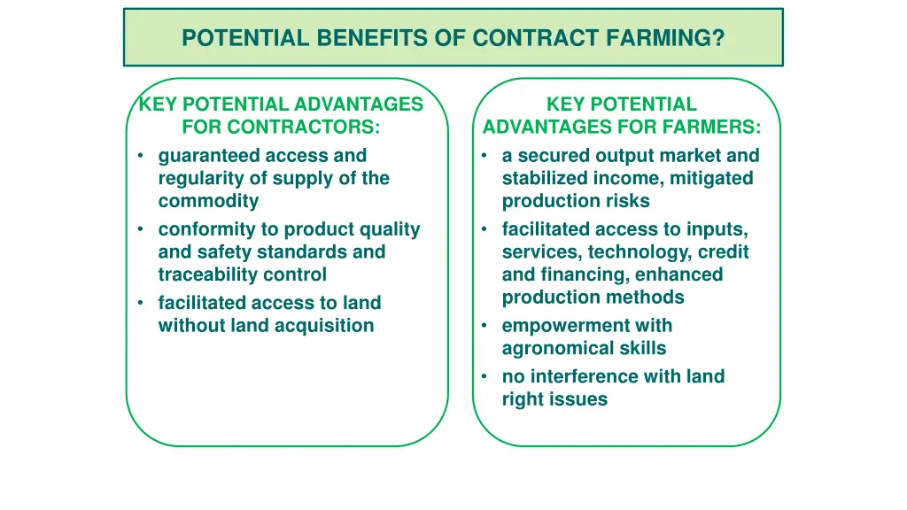 potential benefits of contract farming