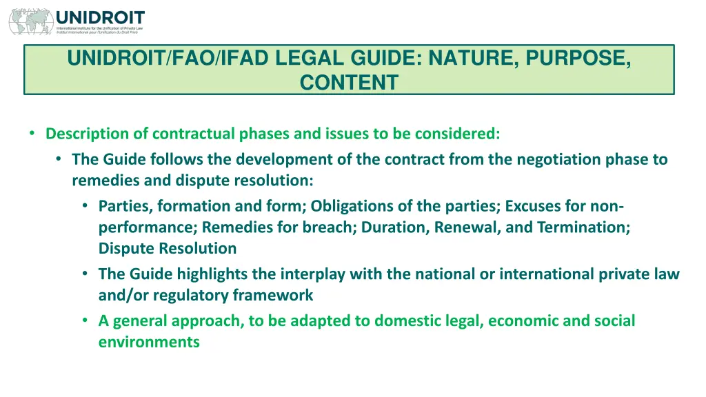 unidroit fao ifad legal guide nature purpose 1