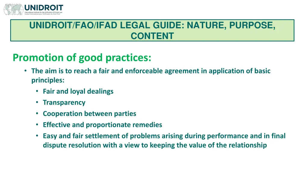 unidroit fao ifad legal guide nature purpose