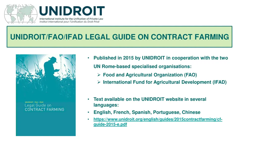 unidroit fao ifad legal guide on contract farming