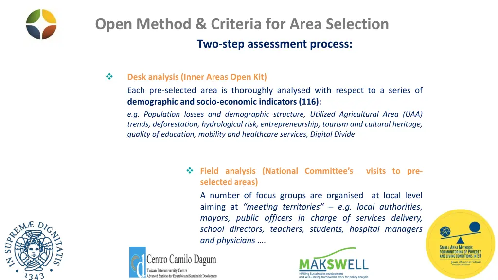 open method criteria for area selection two step
