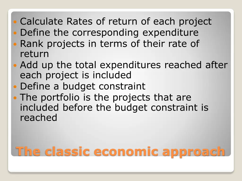 calculate rates of return of each project define
