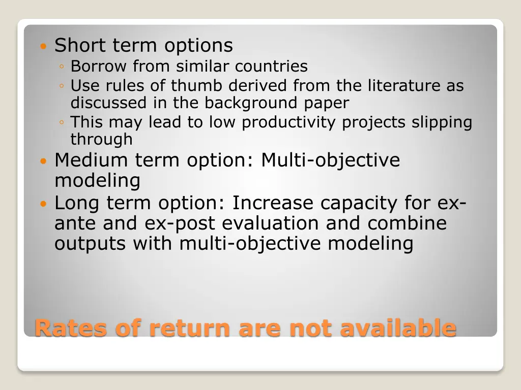 short term options borrow from similar countries