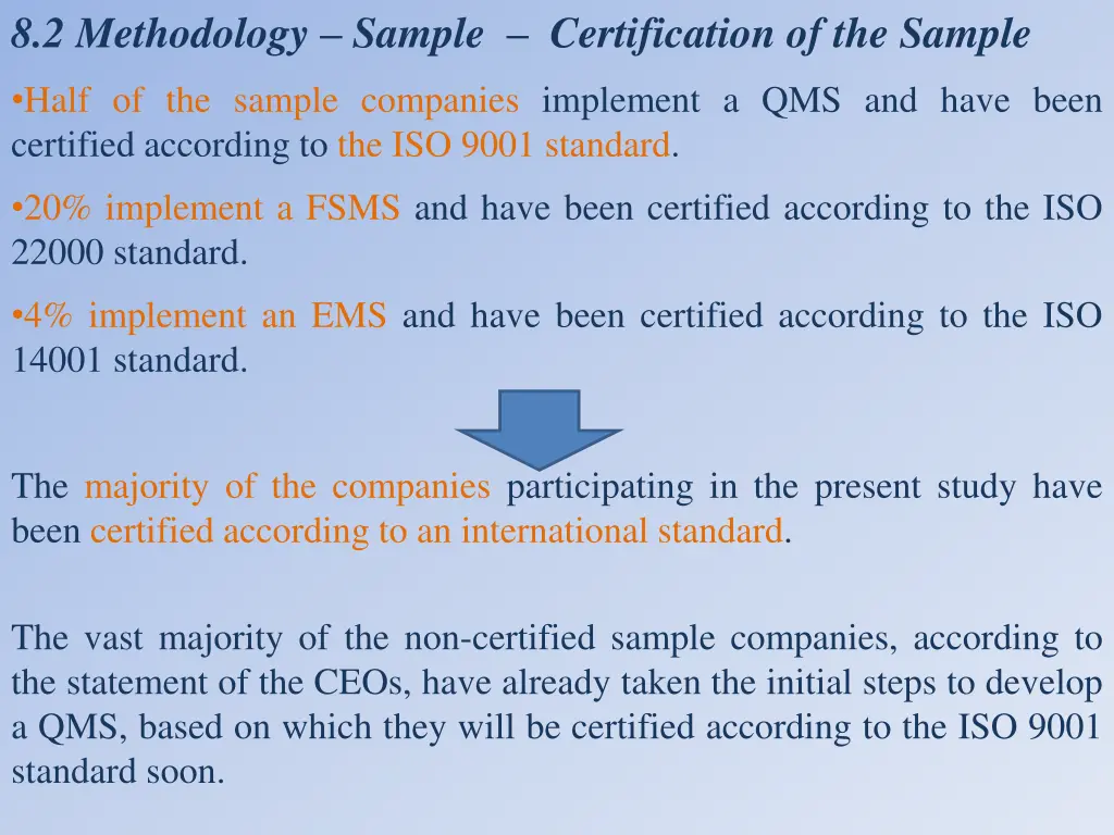 8 2 methodology sample certification of the sample