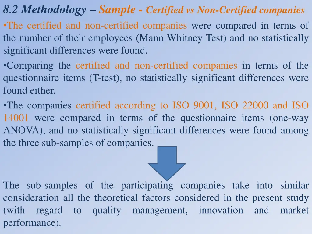 8 2 methodology sample certified vs non certified