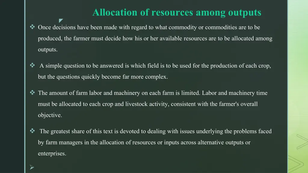 allocation of resources among outputs once