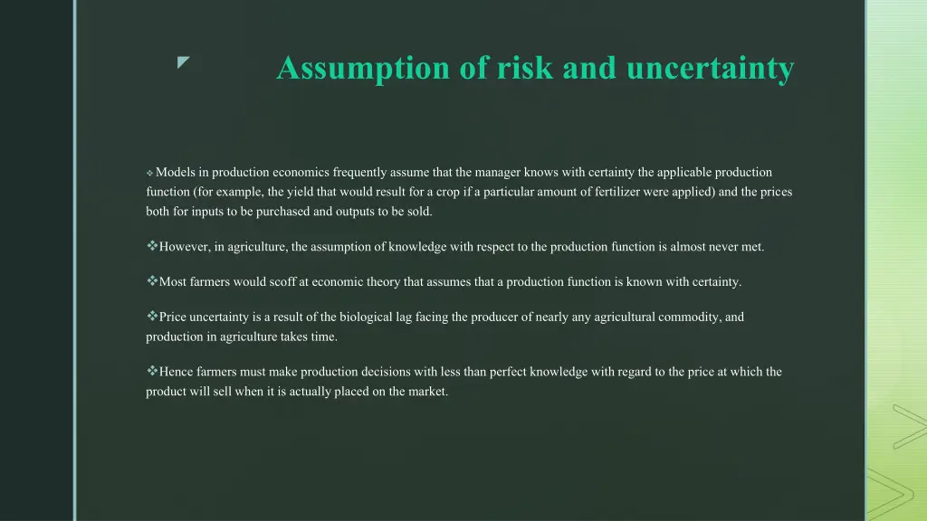 assumption of risk and uncertainty