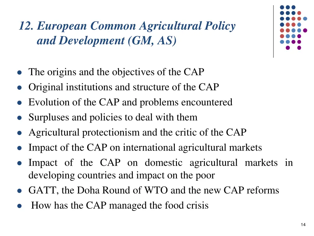 12 european common agricultural policy