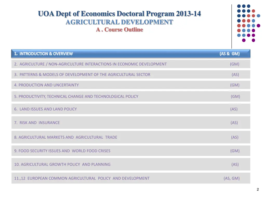 uoa dept of economics doctoral program 2013