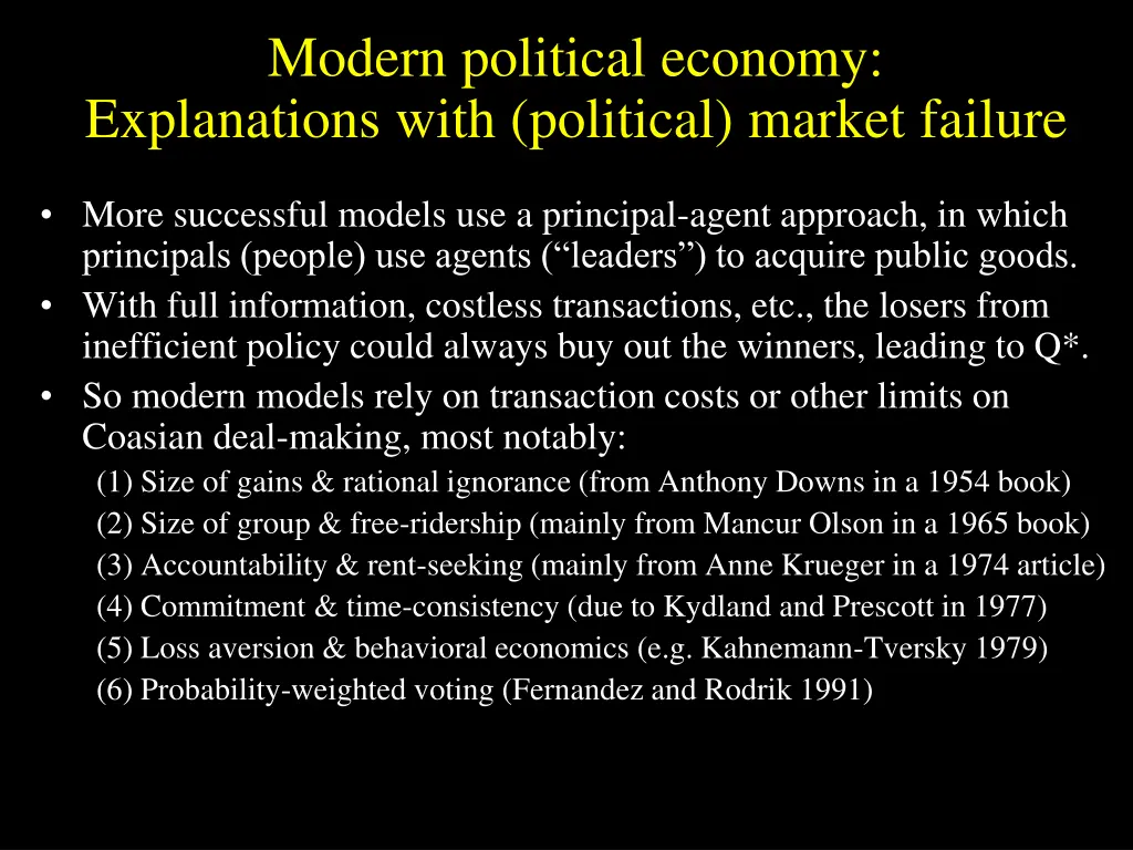 modern political economy explanations with