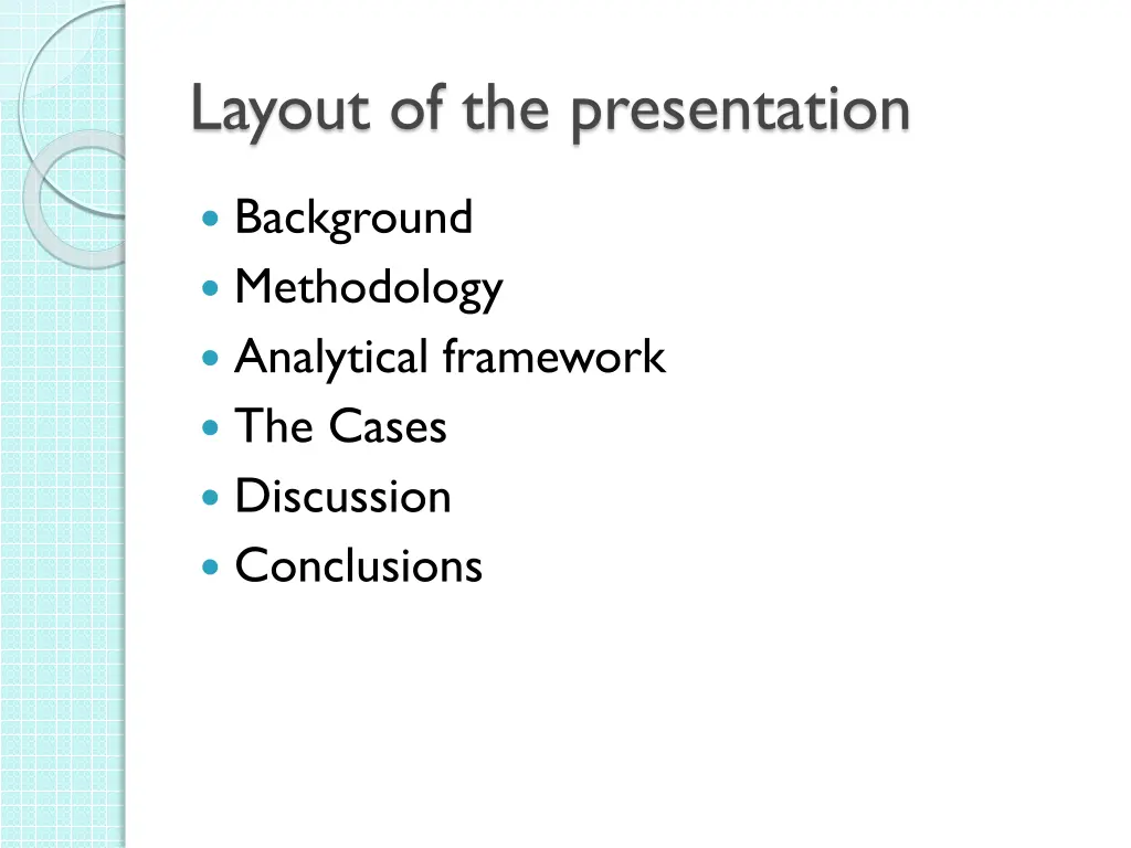 layout of the presentation