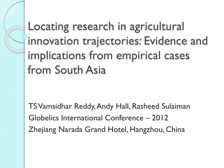 locating research in agricultural innovation