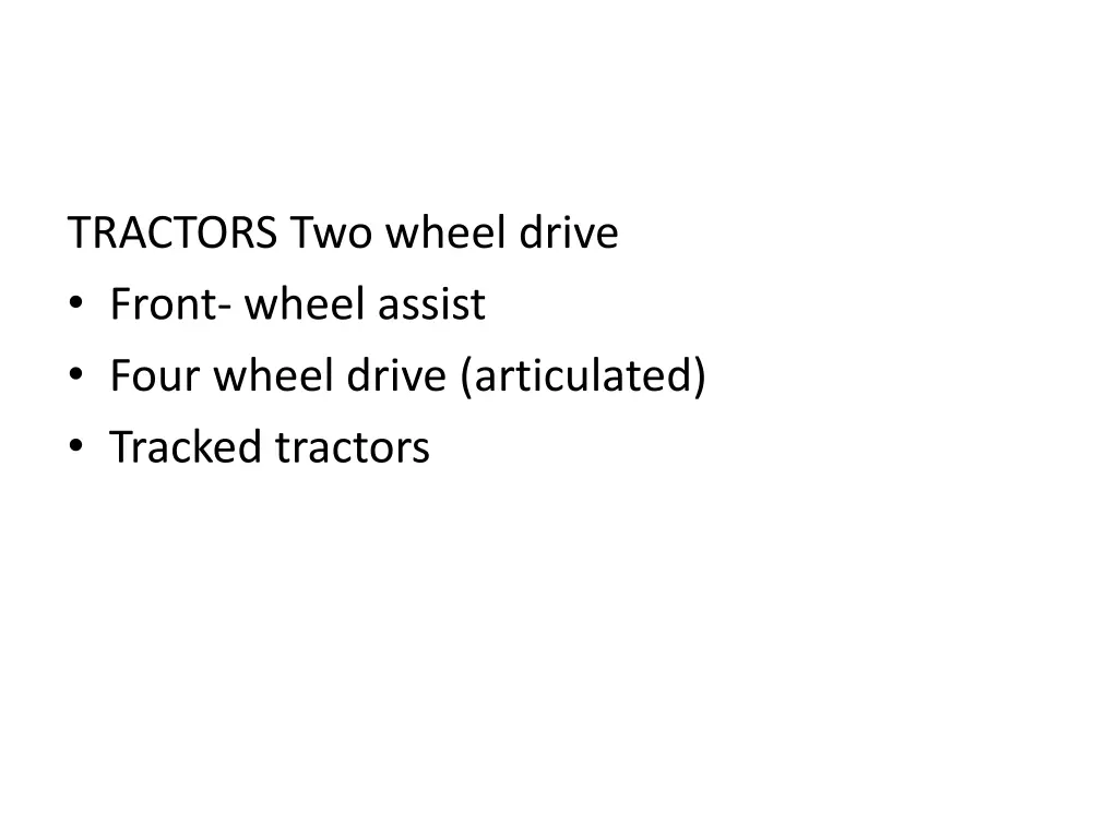 tractors two wheel drive front wheel assist four