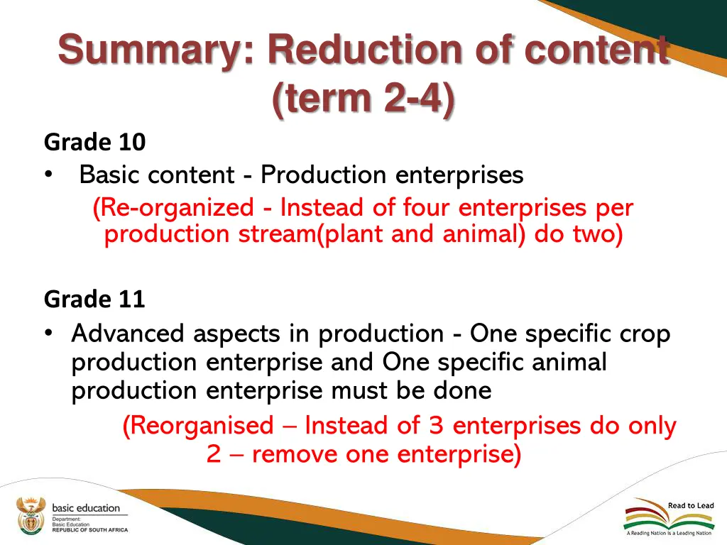 summary reduction of content term 2 4 grade