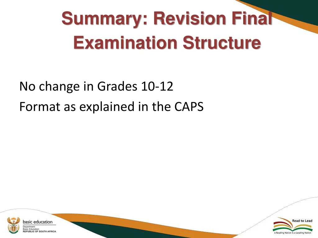 summary revision final examination structure