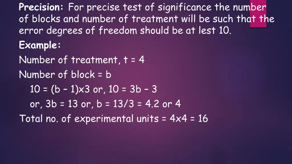 precision for precise test of significance