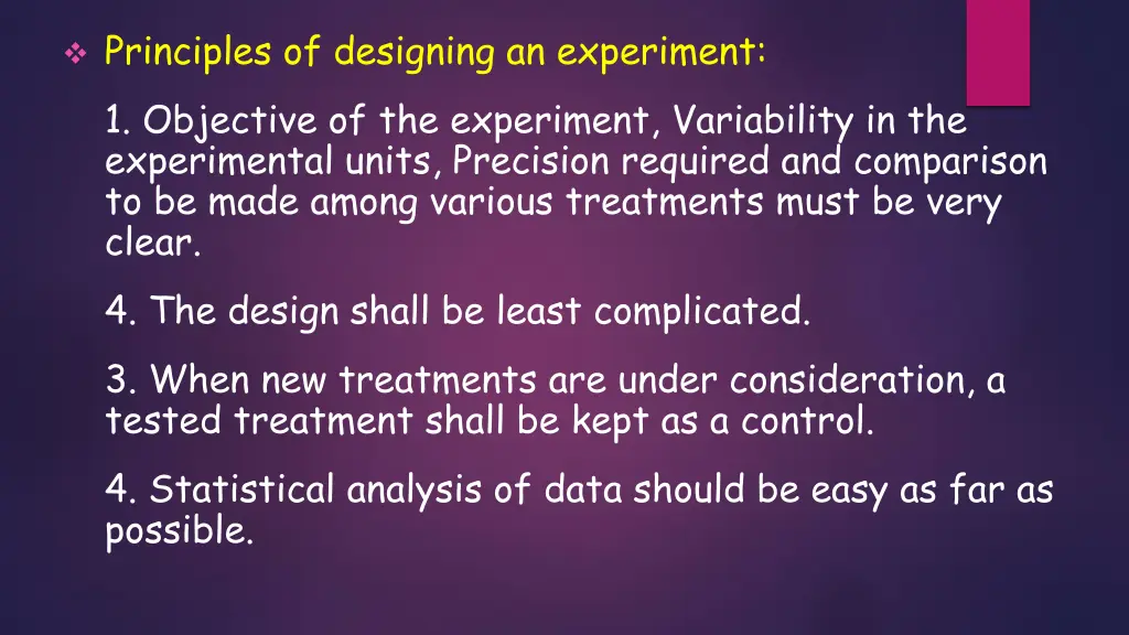 principles of designing an experiment 1 objective