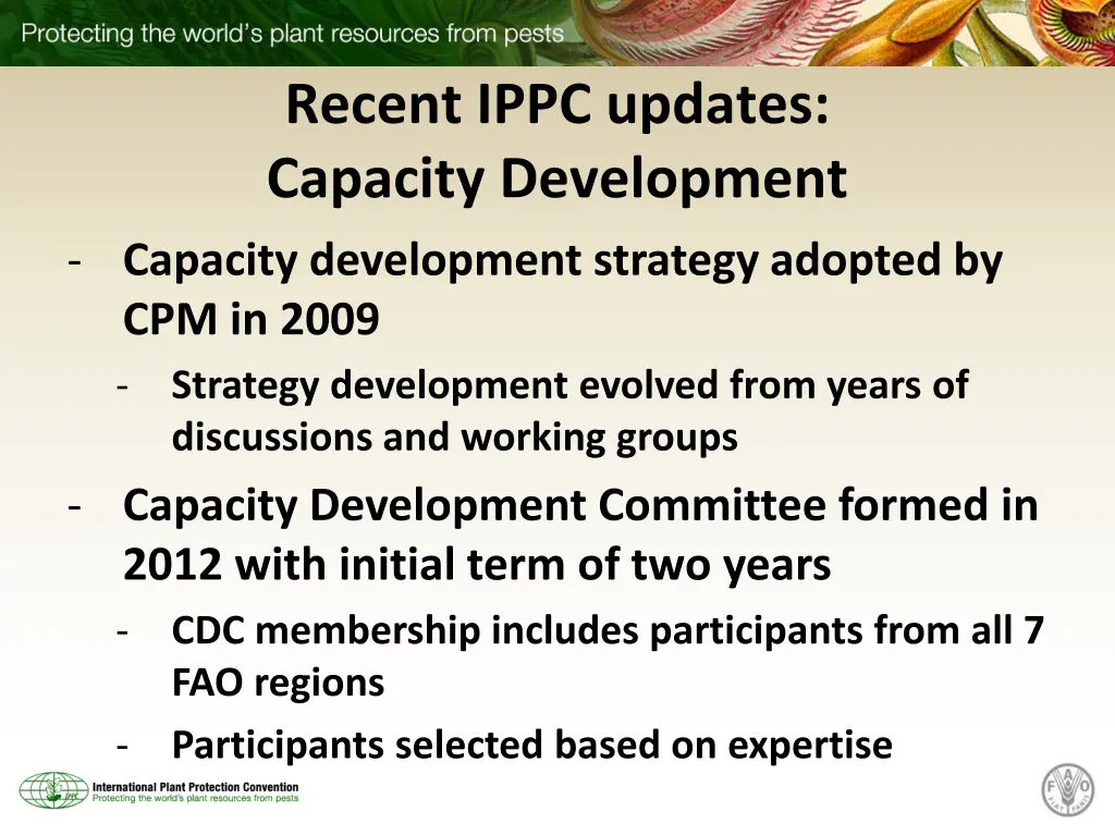 recent ippc updates capacity development