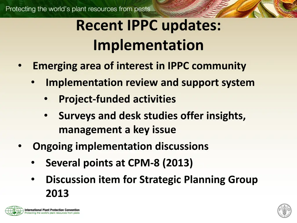 recent ippc updates implementation