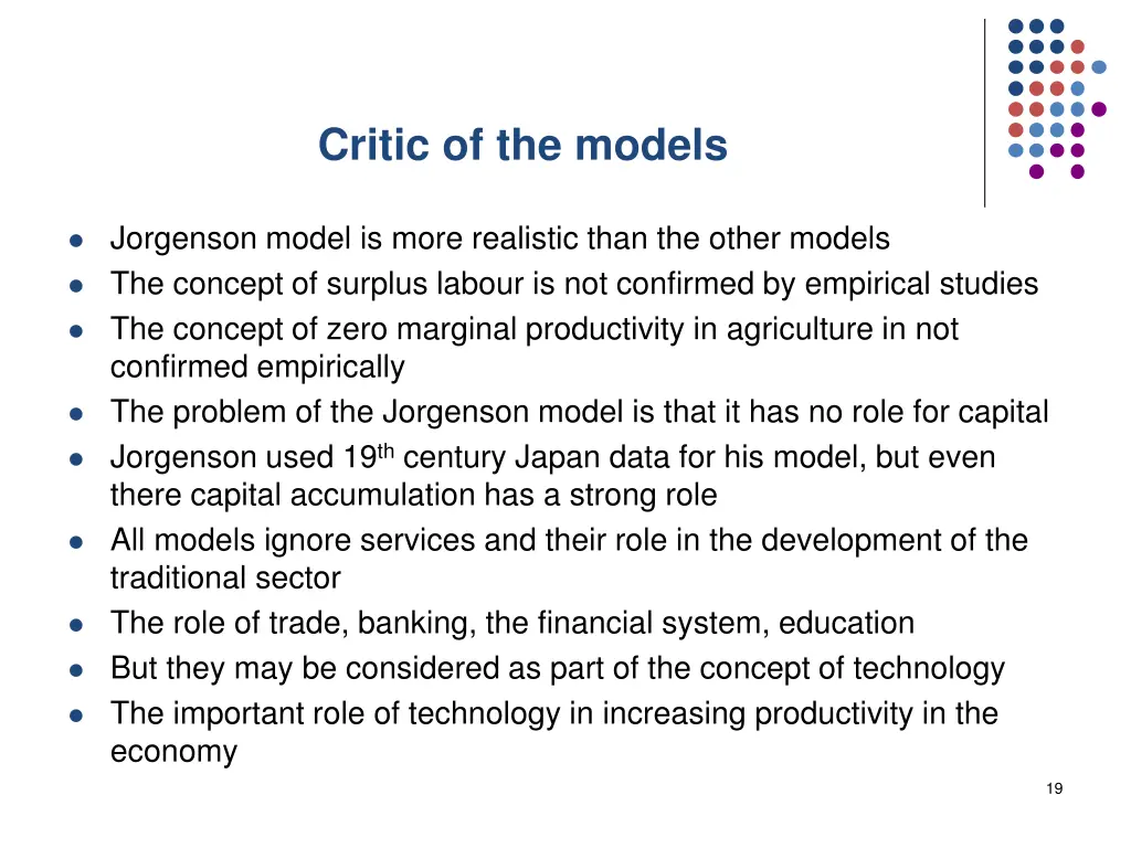 critic of the models