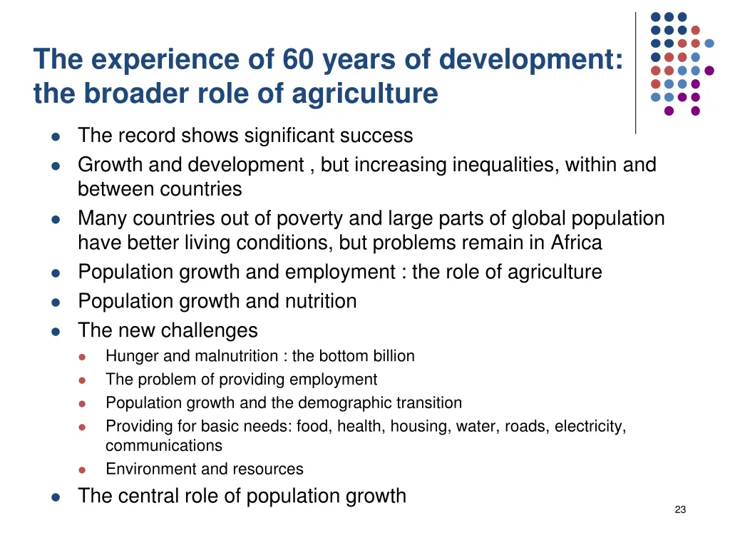 the experience of 60 years of development